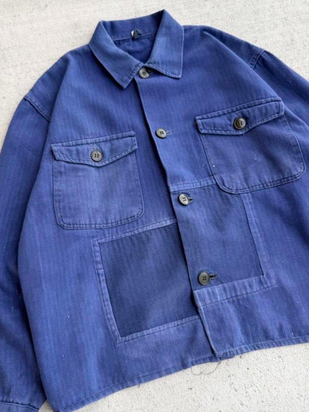 Vintage Distressed Blue/Navy Lightweight Chore Jacket